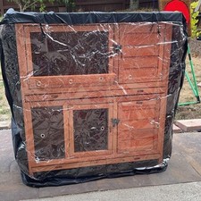 Housse clapier lapin à double étage imperméable avec panneau transparent et f