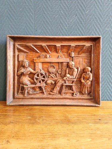 Tableau bois sculpté main - tableau,