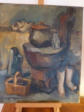 Huile sur toile "La marmite" par Aléxis HINSBERGER (1907 - 1996). Parfait état.