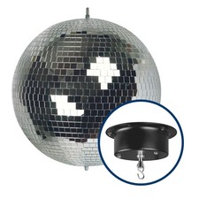 Set boule disco à facettes Ø 30 cm + moteur 4W, boule rotative en verre facetté