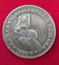 Pièce de monnaie fantaisie-erotique femme nue sexy allongée-vintage- hobo dollar