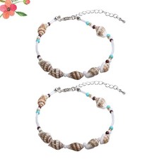  2 Pcs Bracelet De Cheville Coquillage Bohème Chaine Pied Pour Femmes