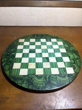 Plateau De Jeu D’échecs En Malachite Et Marbre Blanc 