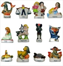 2001 ARGUYDAL SIGNES DU ZODIAQUE LATIN HOROSCOPE ASTROLOGIE FEVE PORCELAINE 3D 
