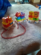 train Et Trois Carriages  jouet En Bois