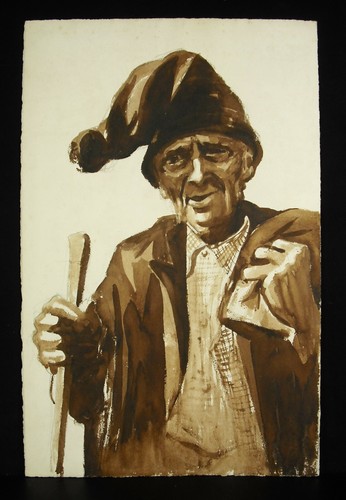 Vieil homme bonnet dessin - au,