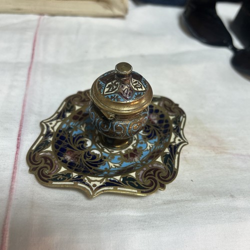 Encrier bronze cloisonné - encrier,