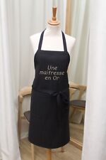 Tablier Noir Aspect Lin personnalisé avec une broderie (Enfant, Adulte).