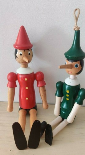 Pinocchio bois x2 poupée - bois,