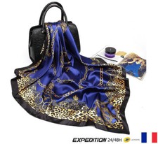 Foulard Carré Mode Pour Femme 90X90cm imprimé soie Satin motif 2