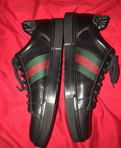 Gucci baskets cuir bordures - en,