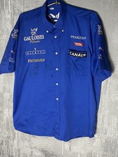 Maillot de course vintage Peugeot Gauloises boutonné autographe Canal +...