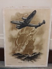 Rare Affiche Pub Avion