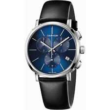 Montre Homme CK CALVIN KLEIN POSH K8Q371CN Chrono Cuir Noir Bleu SWISS MADE