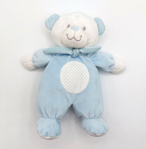 Doudou peluche ours bleu blanc