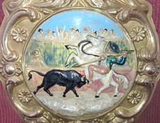 Ancien rare balancier corrida animé pour horloge comtoise pendule carillon XIX