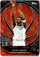 2025-26 Topps Match Attax NBA N° PG-AE Anthony Edwards Joueur Du Match