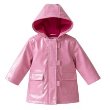 Parka enfant de Pluie imperméable rose vernis à capuche Taille 2 ans