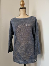 SCAPA SPORTS : SUPERBE PULL AJOURÉ LUREX BLEU FONÇÉ DECOLLETÉ DOS VALEUR 160 E 