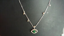 SUPERBE COLLIER SWAROVSKI PARIS ARGENT 925/OEIL CRISTAL VERT/PARFAIT ETAT