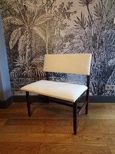BANQUETTE SCANDINAVE VINTAGE TECK TISSU-DESIGN 60 70-banc