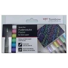 [WS-BS-6P] Tombow Set de 6 feutres Brush Fudenosuke pastel pour papier noir