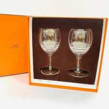 Lot de 2 verres à vin en cristal Hermès fanfare H15 cm vaisselle avec boîte