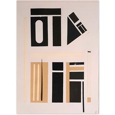 "Composition Géométrique"  Collage/Papier  Signé JLP-Oeuvre Unique-40X30 cm