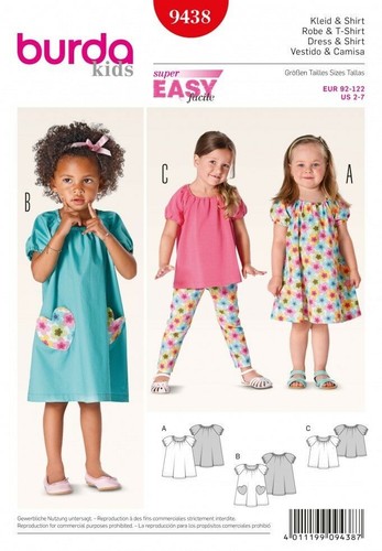 Burda enfants 9438 filles robe - enfants,