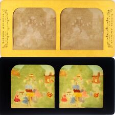 FRANCE Paris Scène Jardin Mère et Enfants Photo Stereo Diorama Albumin ca 1870