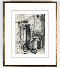 André DUFFOUR (1926-2016) Magnifique Scène d'intèrieur Cheminée Miroir  (38)