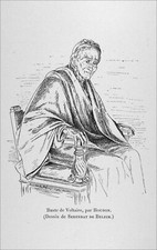 BUSTE de VOLTAIRE (dessin de Serendat de Belzin d'après Houdon) - Gravure du 19e