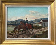 Tableau vers 1900 Cavalier