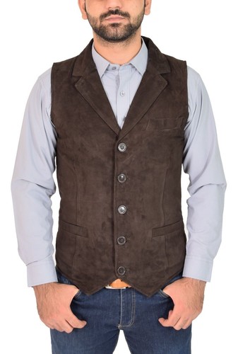Gilet suède brun pour - suède,