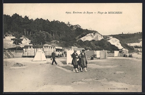 Cpa meschers plage - cpa, avec