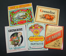 GR6 LOT 5 ETIQUETTES GRENADINE NUYENS SALONAISE SIROP LABELS ANCIENNE OLD