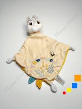 Doudou Plat/Mouchoir Panpan Lapin Gris Blanc Jaune Rayé Thumper Abeille - Disney