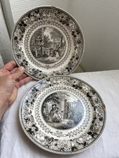 Louis LEBEUF CREIL & MONTEREAU  lot de 2 assiettes dessert fruits pommes poires