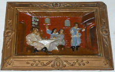 TABLEAU XIXEME EN LAITON REPOUSSE ET PEINT ET METAL §1