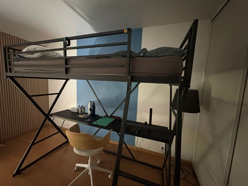 Lit mezzanine avec bureau - lit,