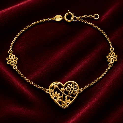 Bracelet cœur floral - , en