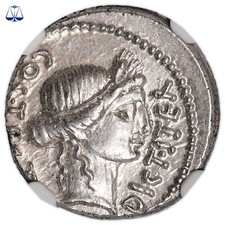 Roman coin - Julius Caesar - Denarius - 46 BC - NGC AU