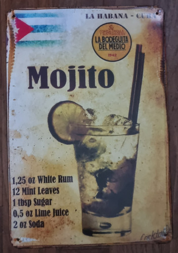 Plaque métal mojito - mojito, habana