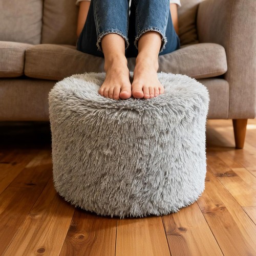 Round pouf ottoman foot rest - round,