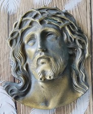 Tête en métal Jésus CHRIST  En Relief . couronné d’épines – Finition bronze 
