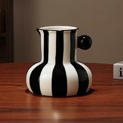 Striped ceramic vase statement - striped,