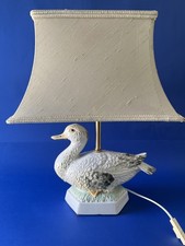 Grande lampe 1980s 90s vintage canard en céramique avec abat-jour   47 cm