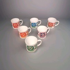 lot 6 tasses Pub MOBIL Power flower 70's Mugs polychromes Arcopal 