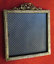 CADRE PORTE-PHOTO BRONZE & LAITON dorés ancien FRONTON NOEUD  PERLES & ROSES