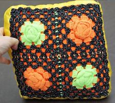 Coussin au crochet années 60/70 seventies vintage